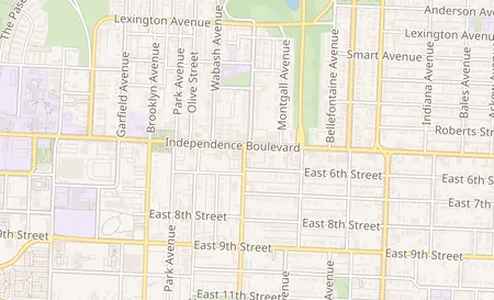 map of 2601 Independence Ave Kansas City, MO 64124