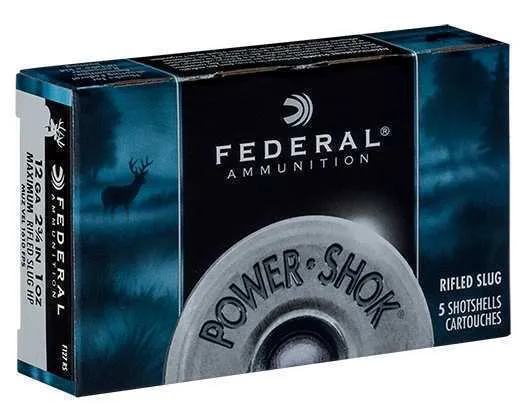 Federal Power-Shok 12 Gauge 2-3/4", 1 oz. Rifled Slug, 5 Rounds F127 RS - Federal