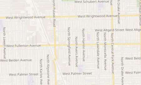 map of 3860 W Fullerton ave Chicago, IL 60647