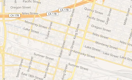 map of 1101 Baker St Bakersfield, CA 93305