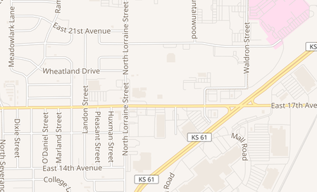 map of 1504 E 17th Ave Hutchinson, KS 67501
