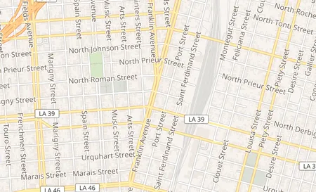 map of 1635 Franklin Ave New Orleans, LA 70117