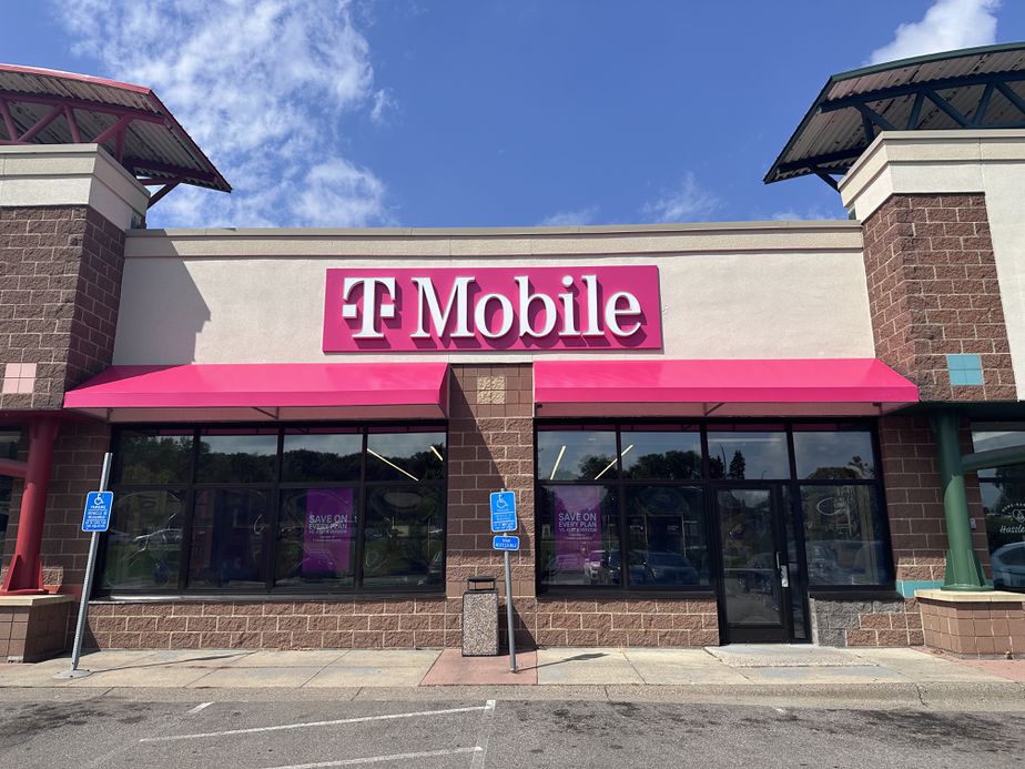 Exterior photo of T-Mobile Store at White Bear Ave & Hwy 36, Maplewood, MN