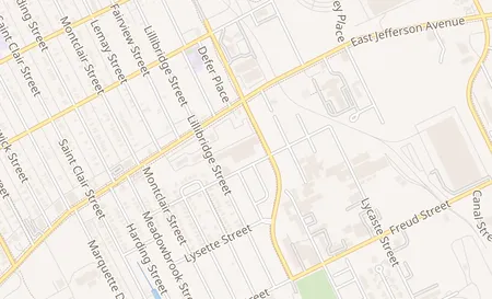 map of 11250 E Jefferson Ave Detroit, MI 48214