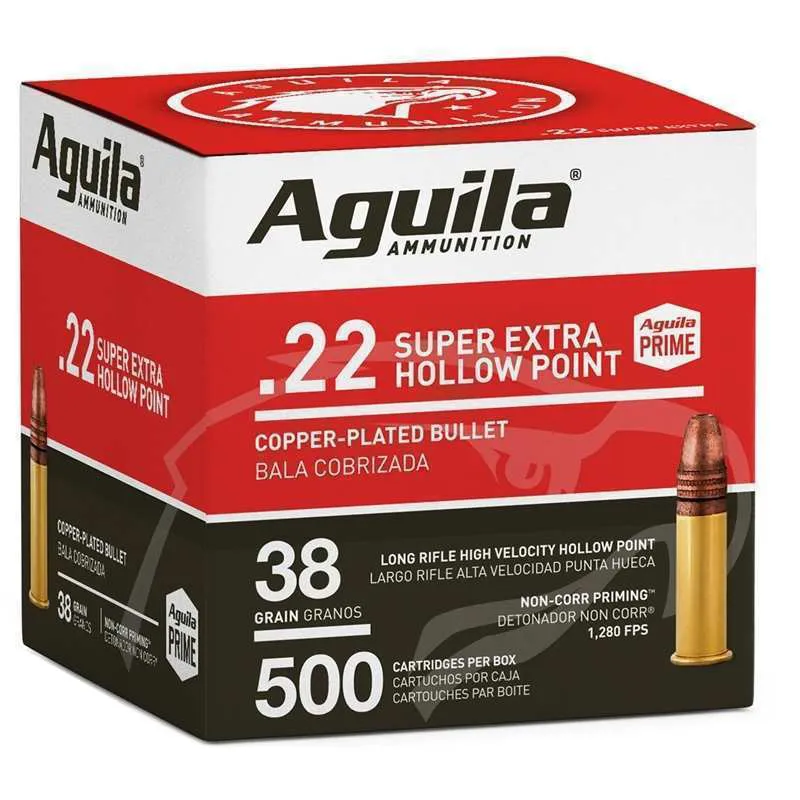 Aguila High Velocity .22 LR, 38 Grain Hollow Point, 500 Round Bulk Pack 1B221118 - Aguila