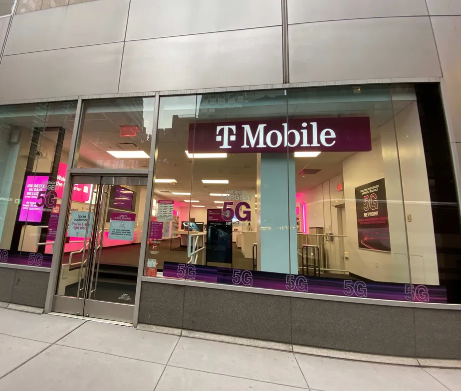 Exterior photo of T-Mobile store at Lexington Ave & E 45th St, New York, NY