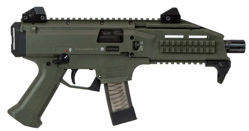 CZ Scorpion EVO 3 S1 9mm Semi-Auto Pistol, OD Green Cerakote 20+1 7.72" 91355 - CZ-USA