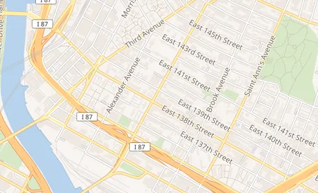 map of 258 Willis Ave Bronx, NY 10454