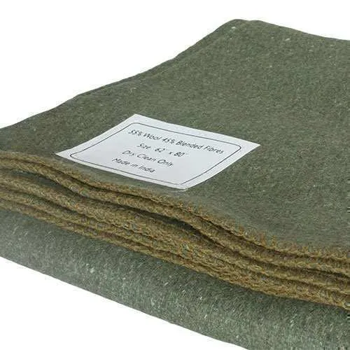 Fox Outdoor 60" x 80" Wool Camp Blanket, Olive Drab 818-5 - Fox Outdoor