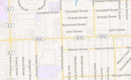 map of 1350 W Jefferson St Joliet, IL 60435