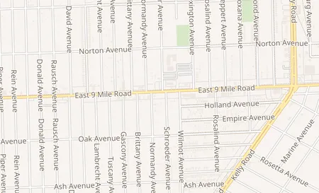 map of 17848 E 9 Mile Road Eastpointe, MI 48021
