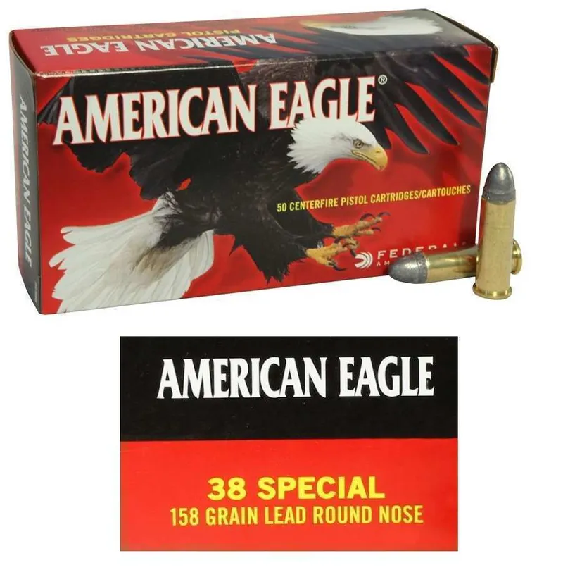 Federal American Eagle .38 Special, 158 Grain LRN, 50 Rounds AE38B - Federal Premium Ammunition