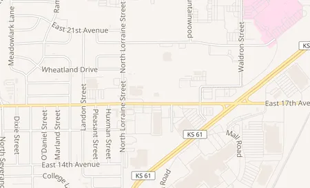 map of 1504 E 17th Ave Hutchinson, KS 67501