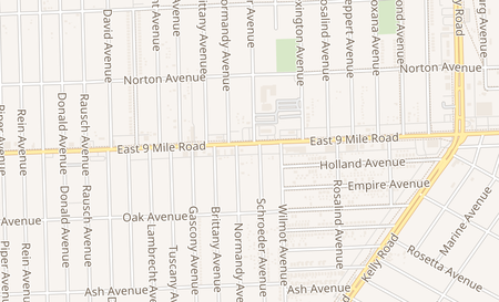 map of 17848 E 9 Mile Road Eastpointe, MI 48021