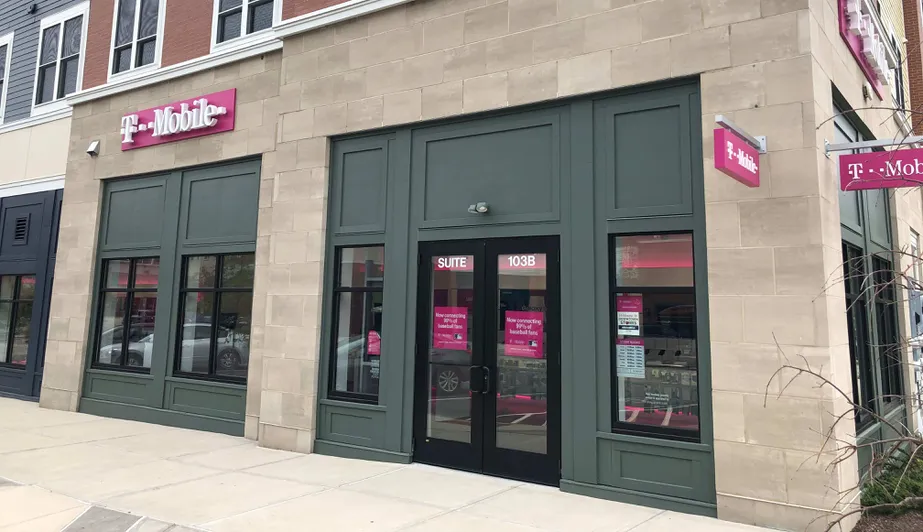 Exterior photo of T-Mobile store at Wilbur Cross Way & Charles Smith, Mansfield, CT