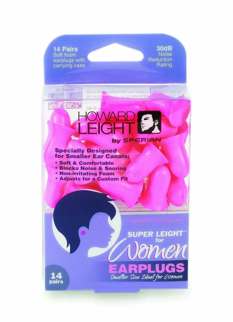 Howard Leight Super Leight Women's Foam Earplug with Carrying Case, 14 pairs (R-01757) - Honeywell