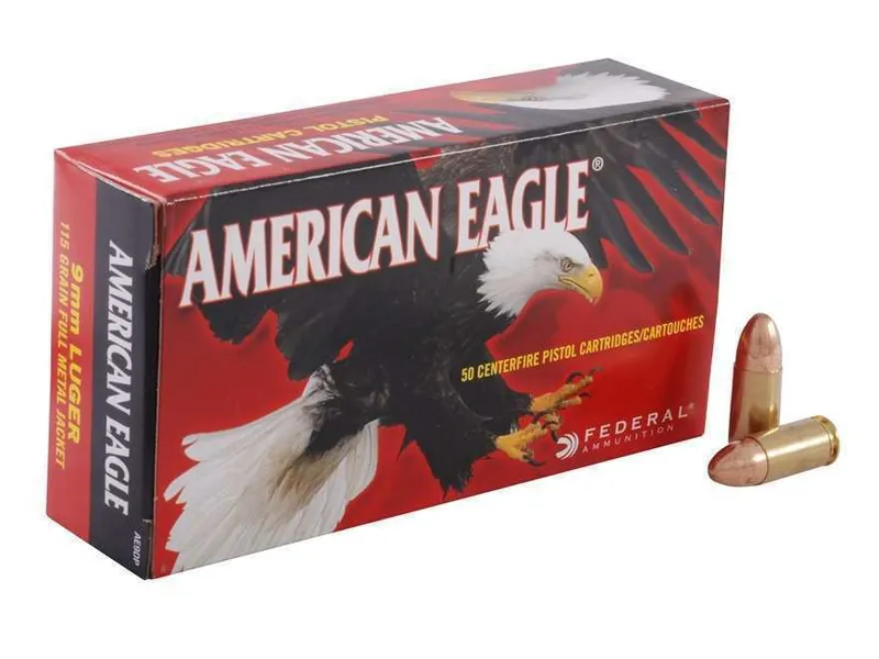 Federal American Eagle 9mm Luger, 115 Grain FMJ, 50 Rounds AE9DP - Federal Premium Ammunition