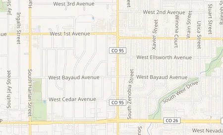 map of 95 S. Sheridan Blvd Unit A Lakewood, CO 80226