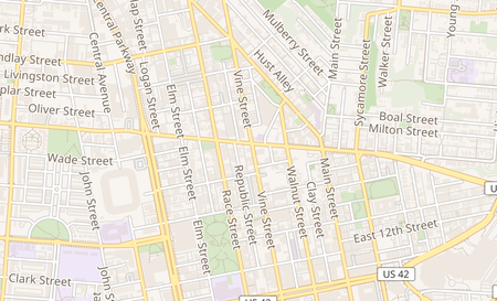 map of 1529 Vine St Cincinnati, OH 45202